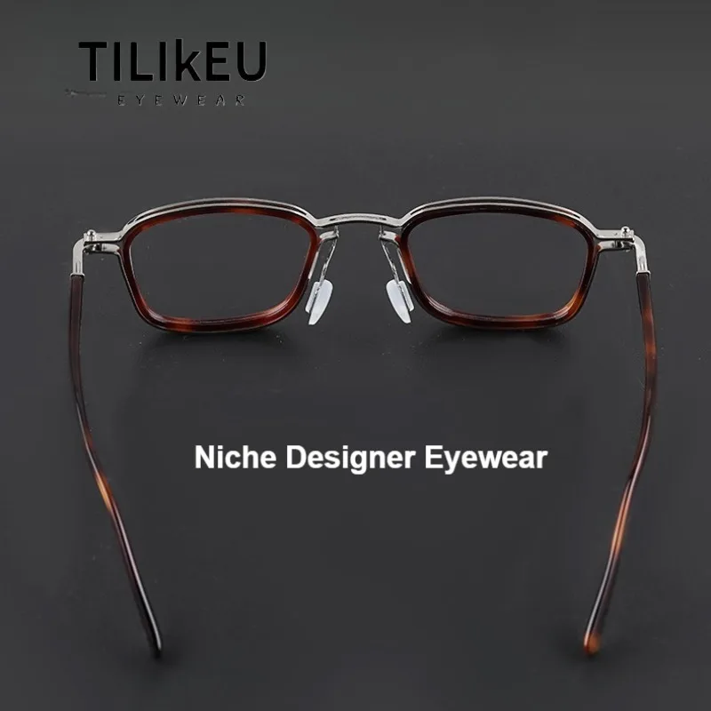 

New Italian Designer Retro Acetate Titanium Eyeglasses Frames Wide Brim Square Men's Glasses Frame Handmade Women Luxury Eyewear