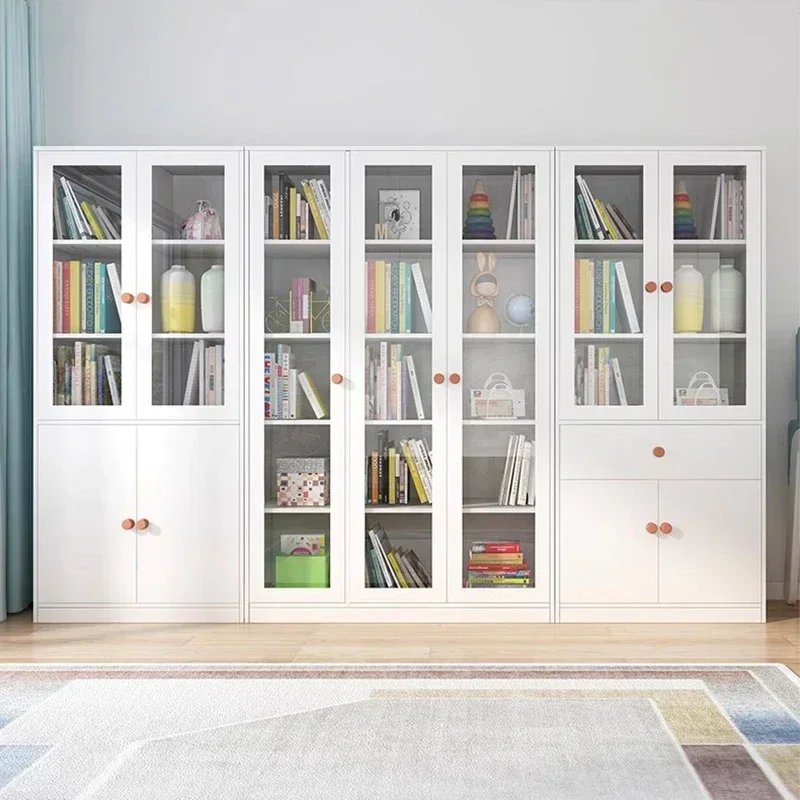 

White Modern Book Bookcase Filing Closet Industrial Bookshelf Storage Minimalist With Doors