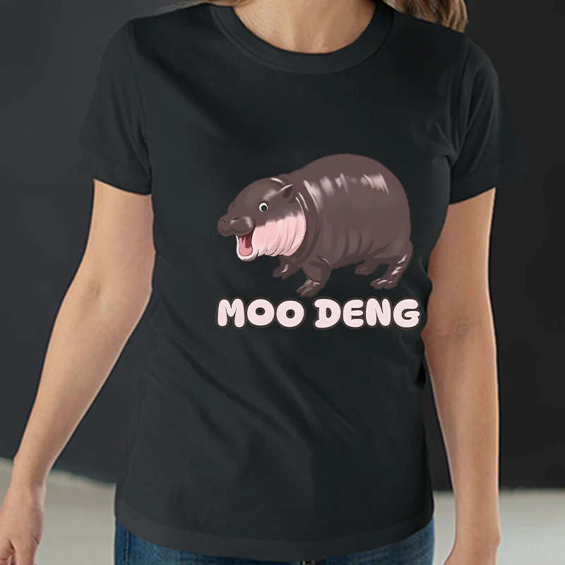 Moo Deng T Shirt Funny Baby Hippo Moo Deng Gang T-shirt Cute Baby Pygmy Hippo Moo Deng T-Shirts Hippo Lover Graphic Tees Clothes