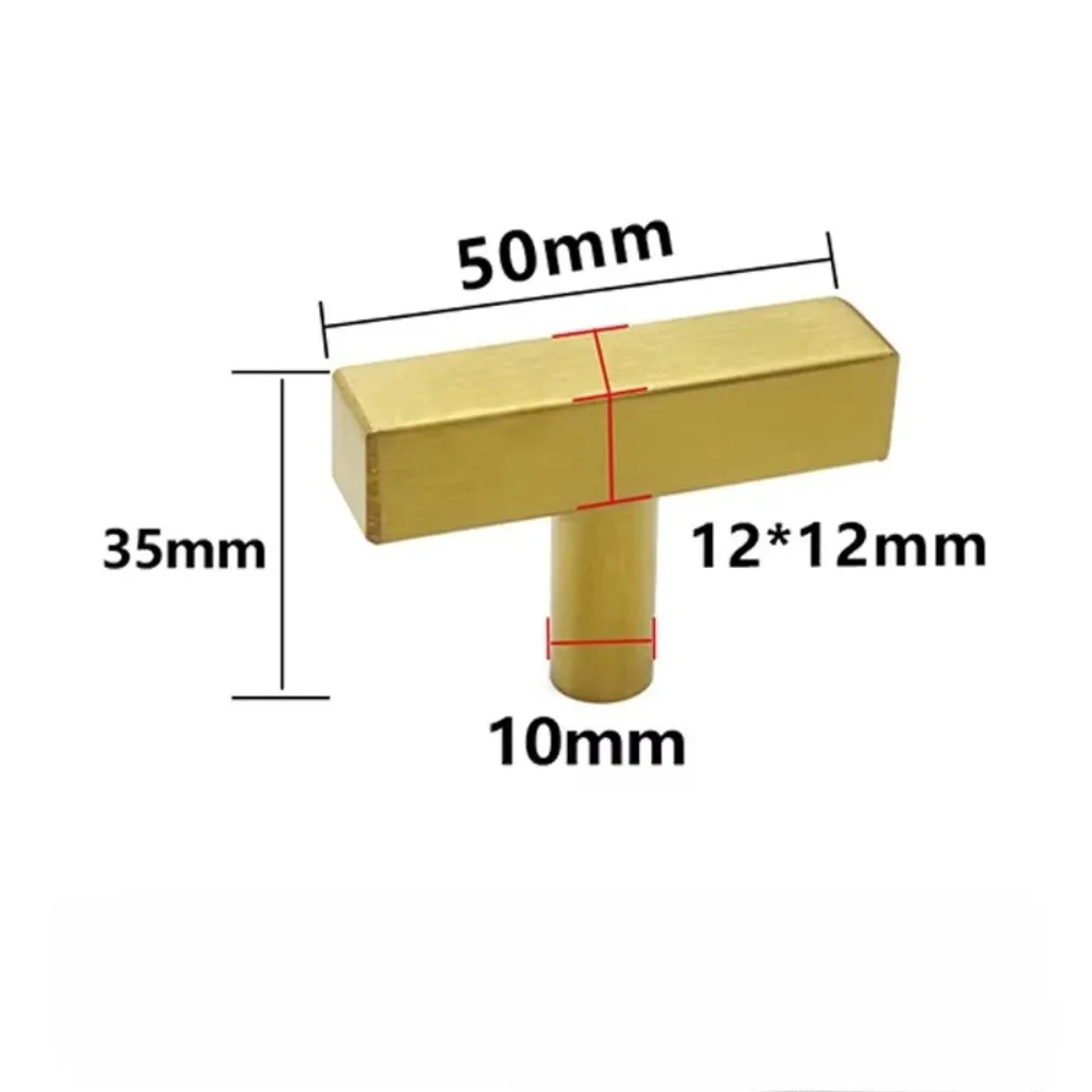 Modern Gold Cabinet Pulls Square Shape Minimalist Drawer Handles Stainless Steel Cabinet Handles for Kitchen Bedroom Bathroom
