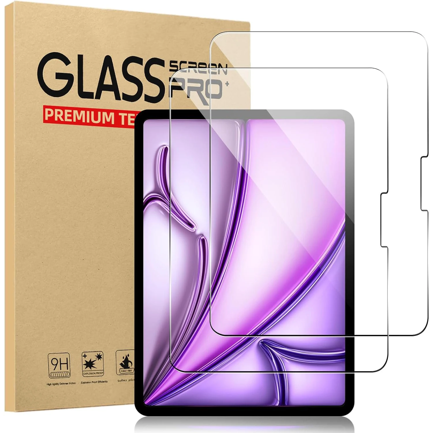 

2 Pack 9H Tempered Glass Film Protection Shield Screen Protector for iPad Air 13 Inch 2024 Release Model M2 (6th Generation)