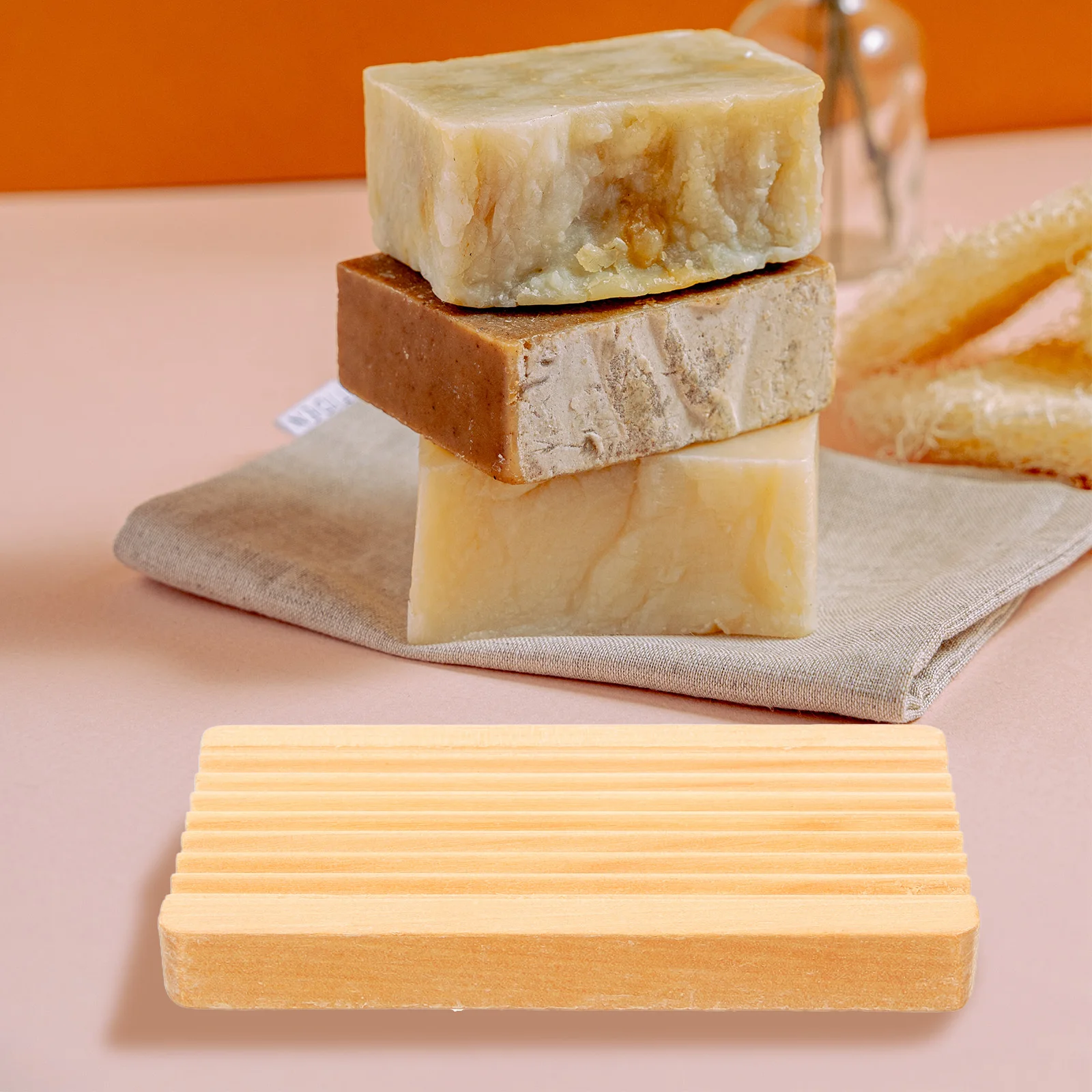 

1Set Bamboo Soap Case Ecofriendly Lightweight Bathroom Accessory Wave Draining Design Travel Home Use Soap Box