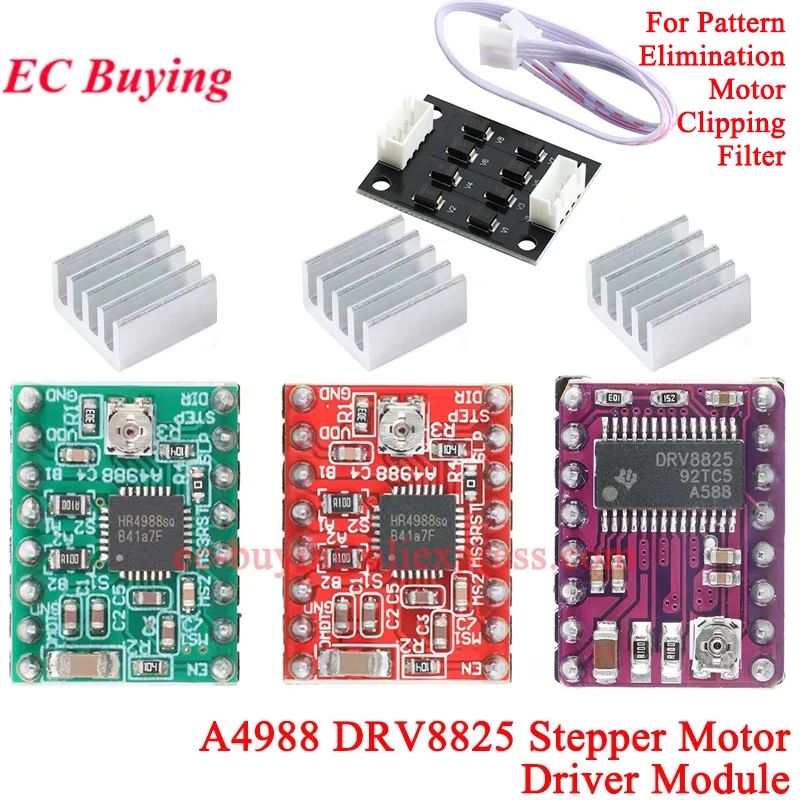 10 szt./1 szt. Moduł sterownika silnika krokowego Reprap A4988 DRV8825 z filtrem przeciwzakłóceniowym i radiatorem do ak