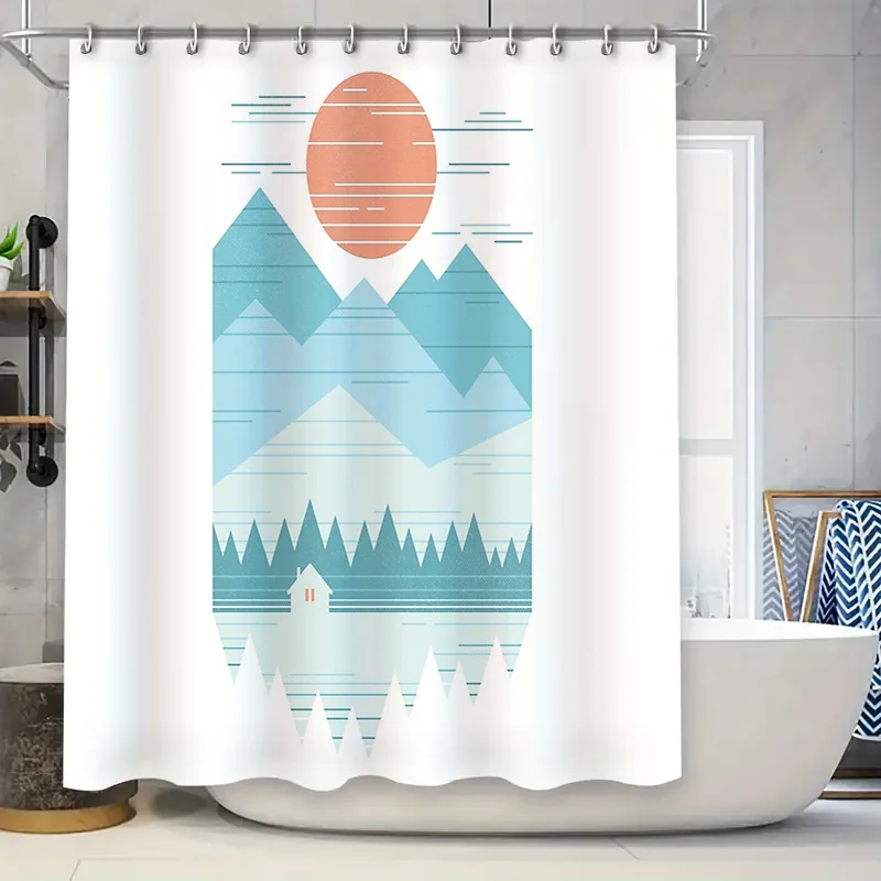 

Mountain Forest Landscape Shower Curtain Nature Trees Backdrop Scenic Waterfall Bathroom Decor Artistic Home Textile Modern Styl