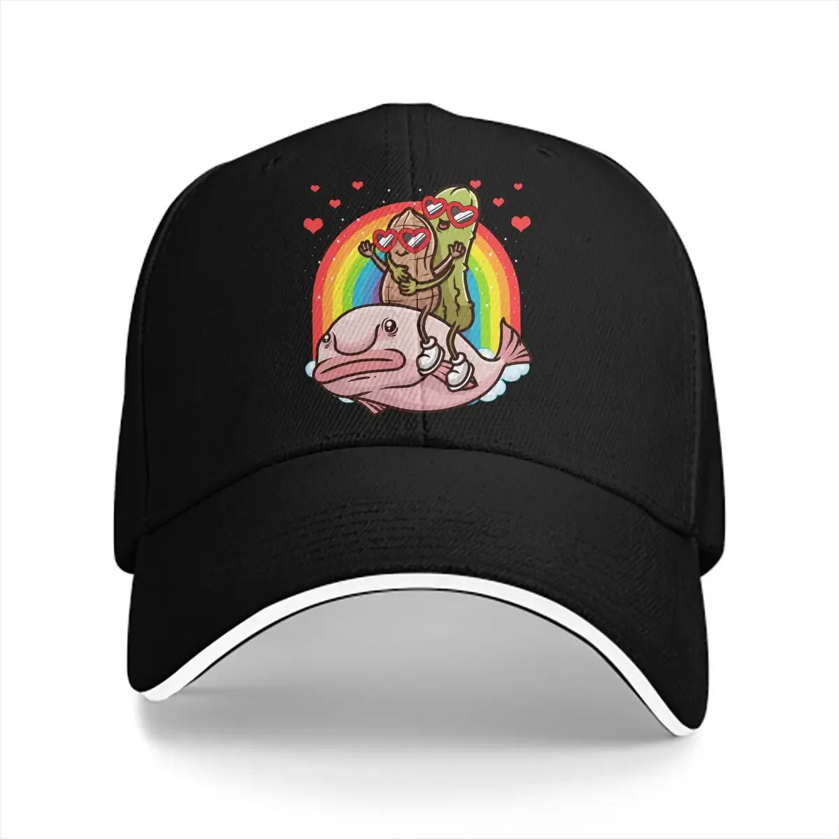 Blobfish-Sombrero Multicolor de pez feo, gorra Unisex con visera, sombreros de protección casuales de cacahuete y pepinillo