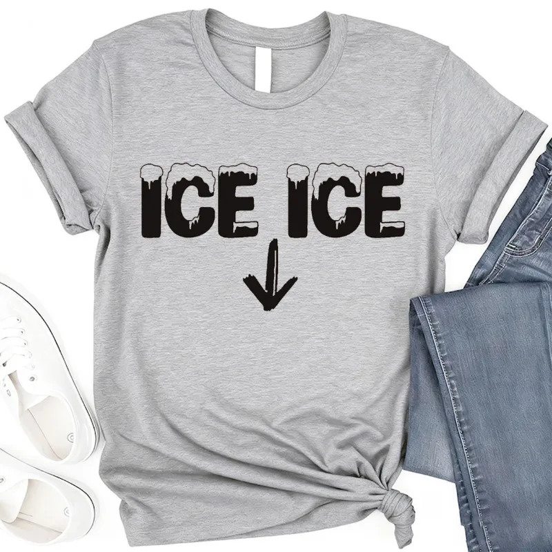 Ice Ice Baby Baumwoll-T-Shirt, schwangeres Shirt, Schwangerschafts-Enthüllungsgeschenk, Ankündigungsshirt, Geschenk für neue Mutter, Geschenk für Frauen