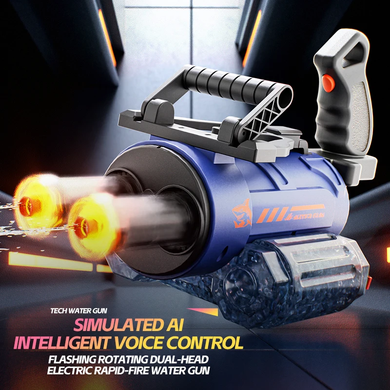 Outdoor Toys Gatling Voice Control Electric Rotating Double Barrel Water Gun Muzzle Flame Spray Water Gun - view 5