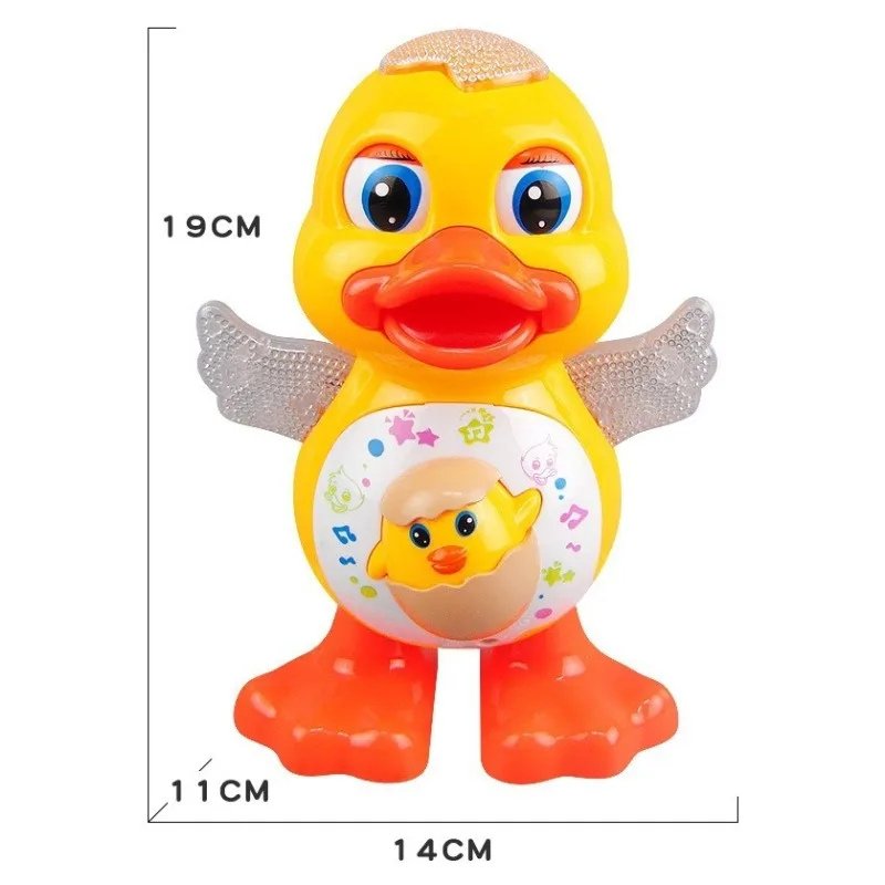 Dansspeelgoed Eend met zwaailichten Muziek Cartoon Pluche voor peuters Roterende vleugels Bewegende ogen Werkt op batterijen Cadeau
