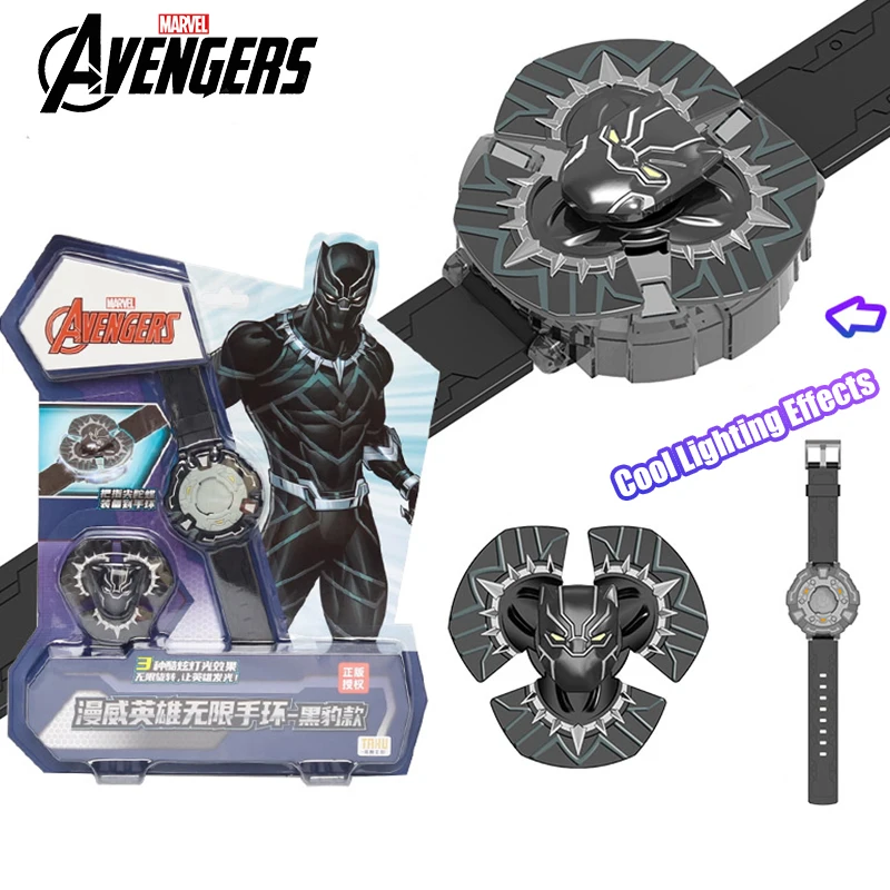 New Marvel Avengers Black Panther Style Fidget Spinner Wristband Three Kinds Of Glare Movie Peripheral Toy Set Boy Birthday Gift