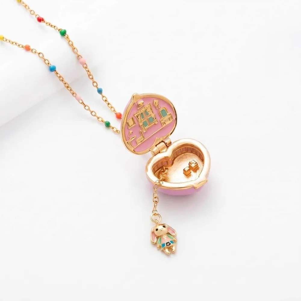 Collar de aleación con colgante de fase lunar que se abre y se cierra, bonito, color oro rosa, tipo gargantilla, único, fantasioso, con pentagrama y corazón