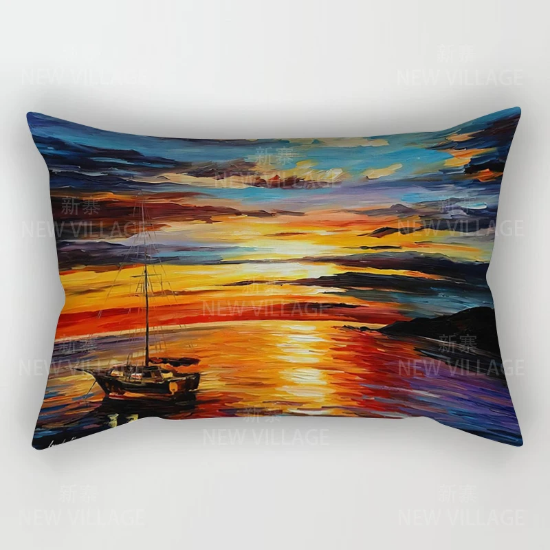 가정용 가을 장식 유화 스타일 베개 쿠션 커버, 장식 던지기 베개 커버, 30x50 베개 케이스, 30x50, 40x60, 50x70