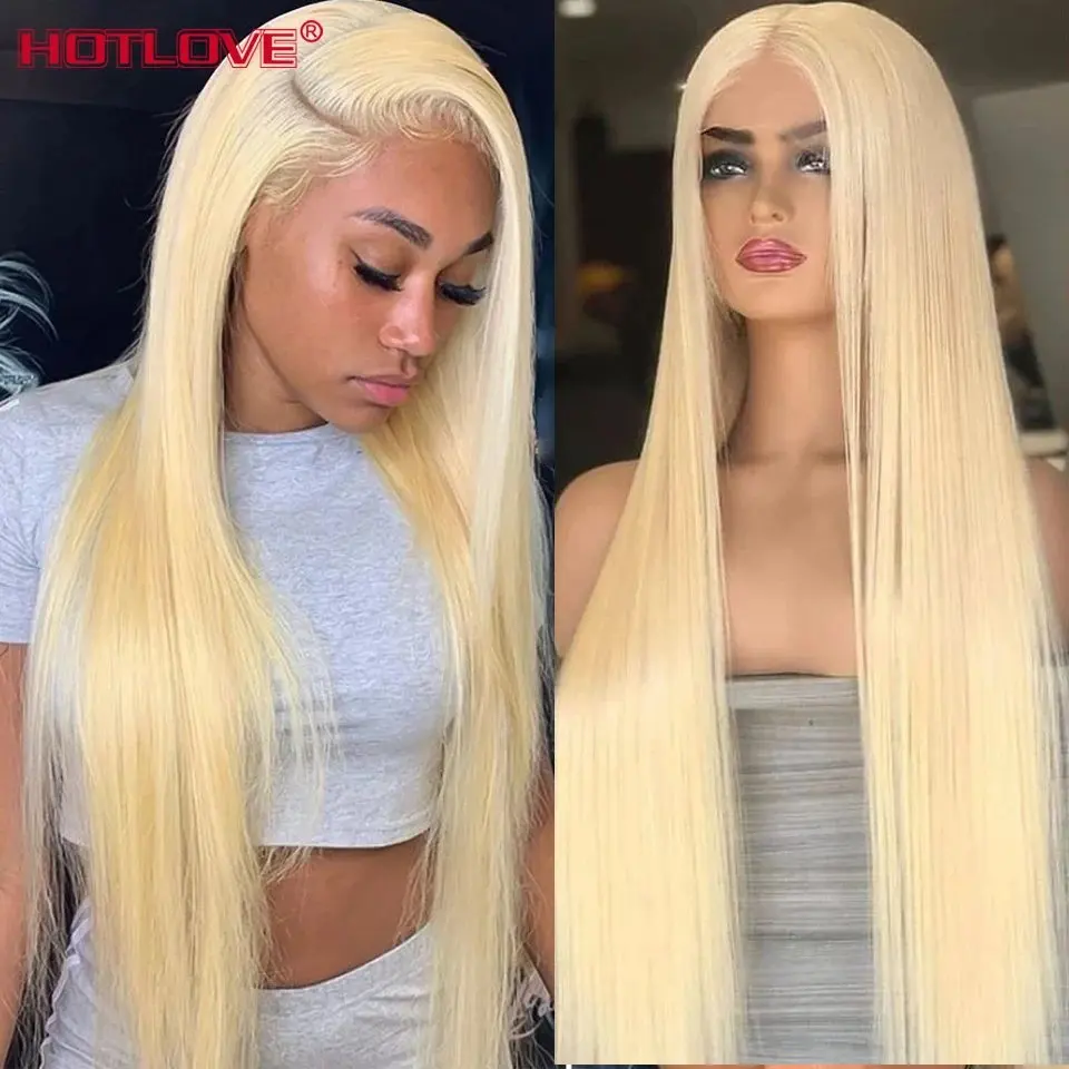 Blonde 13x6 HD Lace Front Wig 13x4 Glueless Blonde 613 Human Hair Wig Straight  Bleached Brazilian 150 Density 20 inch