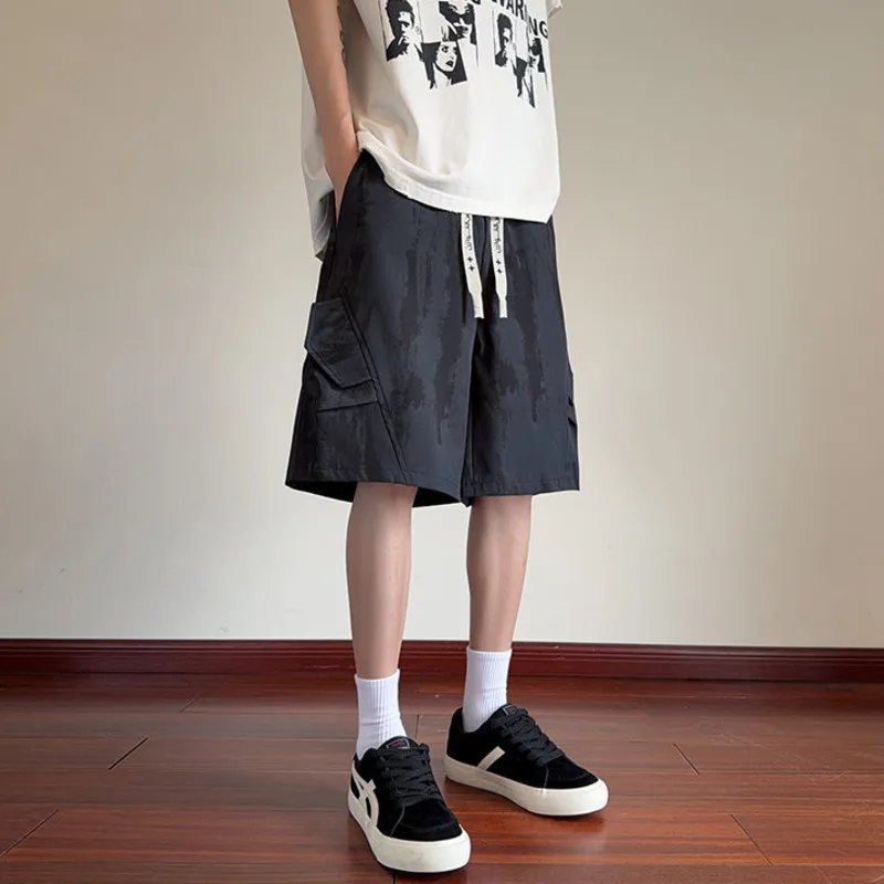 LUZHEN 2026 Summer Original Wornout Tie-dyed Design Loose Straight Five-pointed Pants Men's Fashion Elastic Waist Shorts JY6527