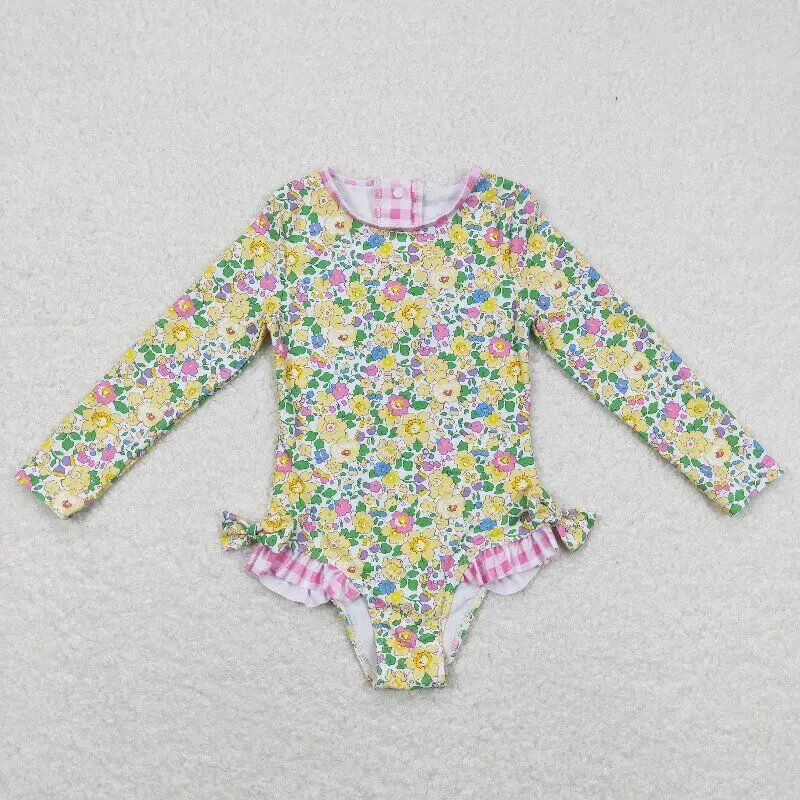 

wholesale western toddler baby one pcs swimming rash guard swimwear kids beach set little girls swimsuit