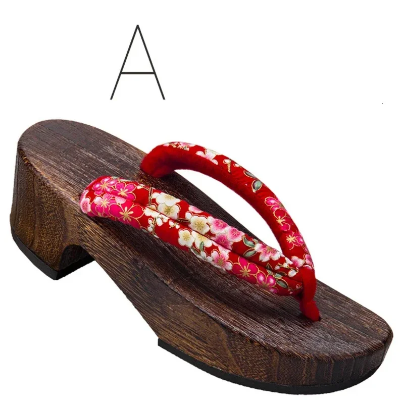 

Новые женские японские шлепанцы для косплея в стиле аниме, традиционное кимоно, деревянная обувь, восточные сабо гэта, сандалии с цветочным принтом, сауна x;3,v'9.e;7'