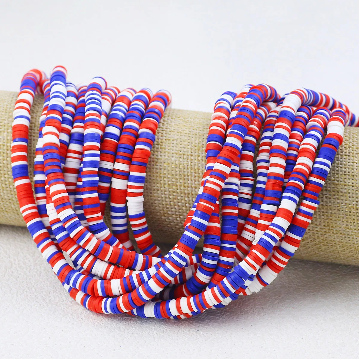 4/6mm Polymer Clay Disc Beads DIY Independence Day Jewelry Making Red White And Blue Spacer Beads For Handmade Bracelet Necklace