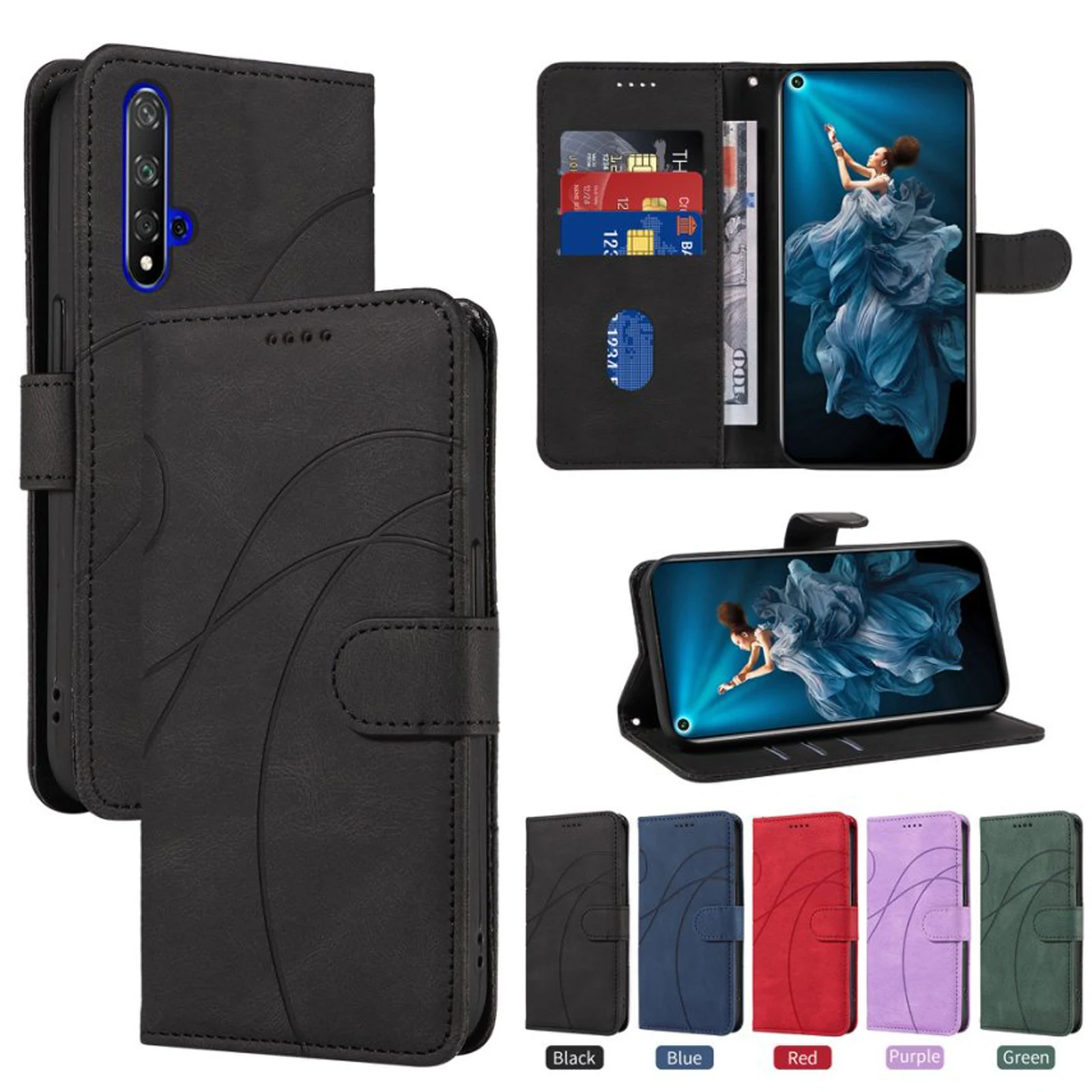 

Magnetic Card Slot Phone Leather Case For Huawei Honor 50 5G 20 20s Pro 10 9 8 Lite 8s 8A 7s 7A mini Shock Proof Wallet Cover