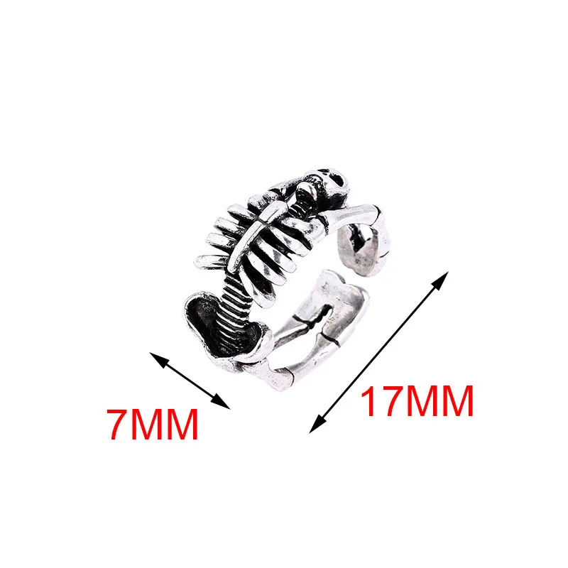 VIVILADY 925 Silver Hip Hop Rock Skeleton Skull Rezisable Rings for Fashion Women Fine Jewelry Minimalist Accessories Halloween