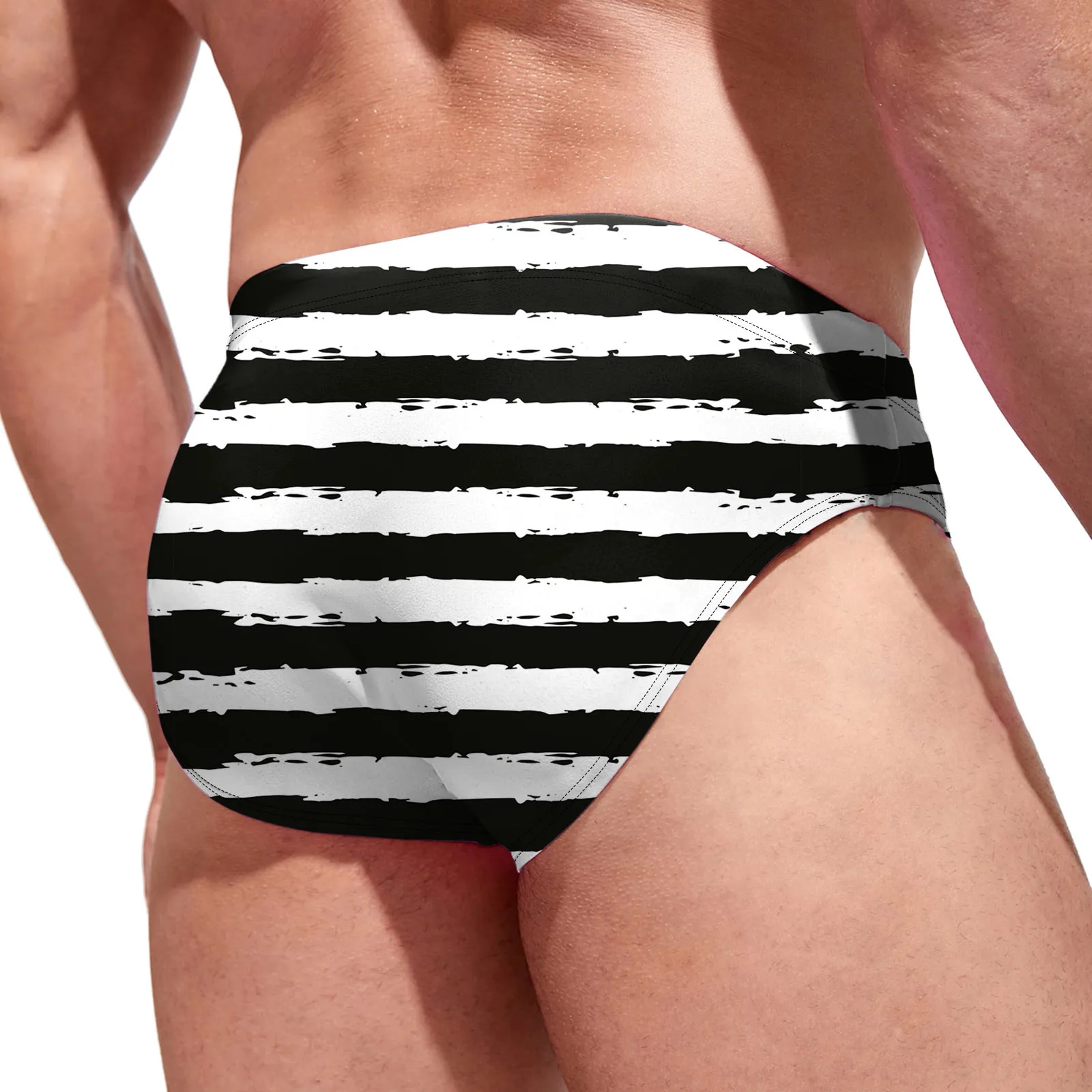 Maillot de bain taille basse imprimé rayé pour hommes, slips de mode coréenne, maillots de bain mounommée, américains, plage, vacances