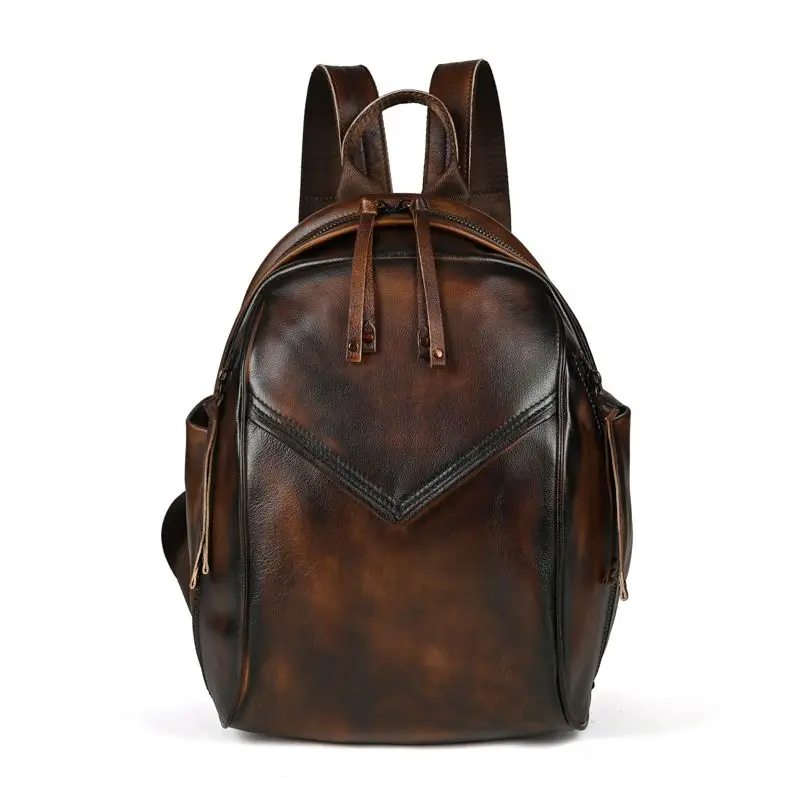 2025 New Vintage Genuine Leather Women Backpacks Luxury Brand Female Real Natural Leather Ladies Girl Student Casual Backpack