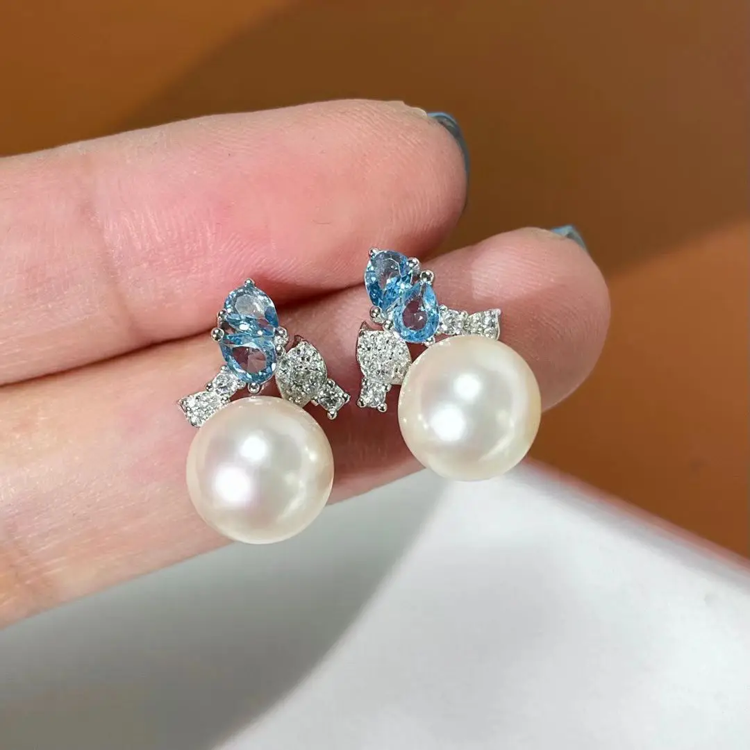 

Оптовая продажа, серьги из стерлингового серебра S925, фурнитура для крепления, базовые монтажные детали, аксессуар для жемчуга 8-9 мм, 5 пар/лот