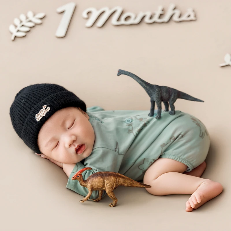 Dinosaur Theme Newborn Photography Outfit Knitted Hat + Romper + Socks Baby Boy 0-1 Month Photo Shoot Costume Infant Studio Prop