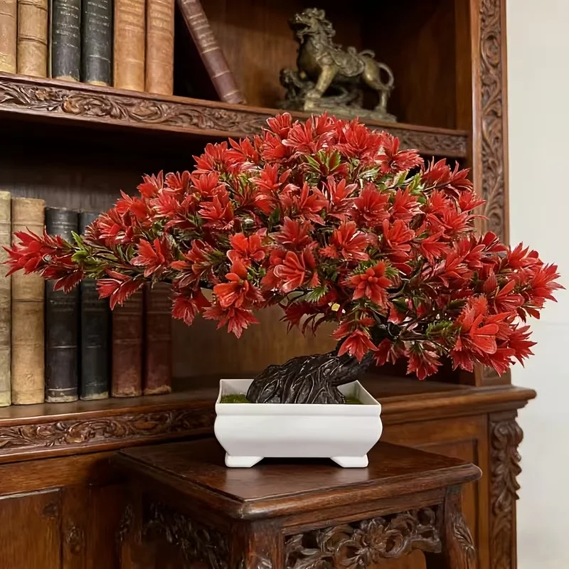 Künstliche Pflanze im Topf, Bonsai, grün, kleine Baumpflanzen, Ornamente, realistischer ewiger Kunststoff, lebensechter Topf, Heim-Blumendekoration