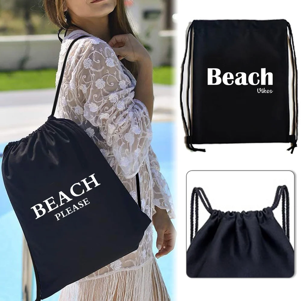 Handbag Unisex Drawstring Sports Fitness Bag Drawstring Backpack Canvas Storage Bag for swimming shopping