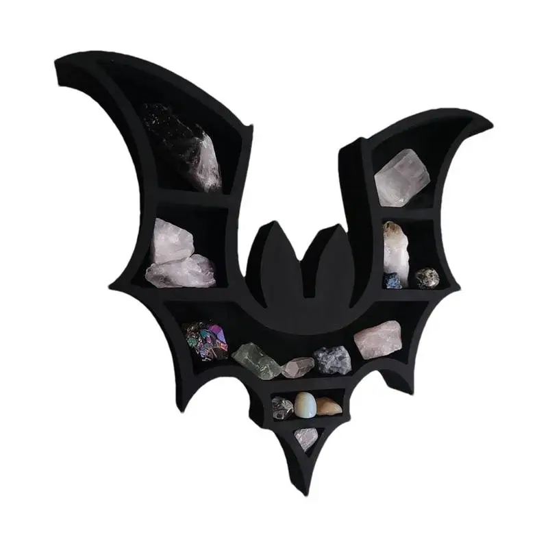 

Bat Wall Shelves Black Wall Shelves Floating Aesthetic Crystal Shelf With 2 Hooks Gothic Decor Gothic Style For Living Room