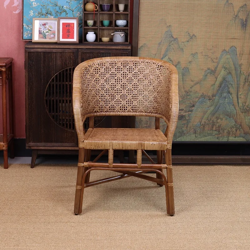 Balcony rattan chair three-piece set single back Taishi leisure office chair balcony household single