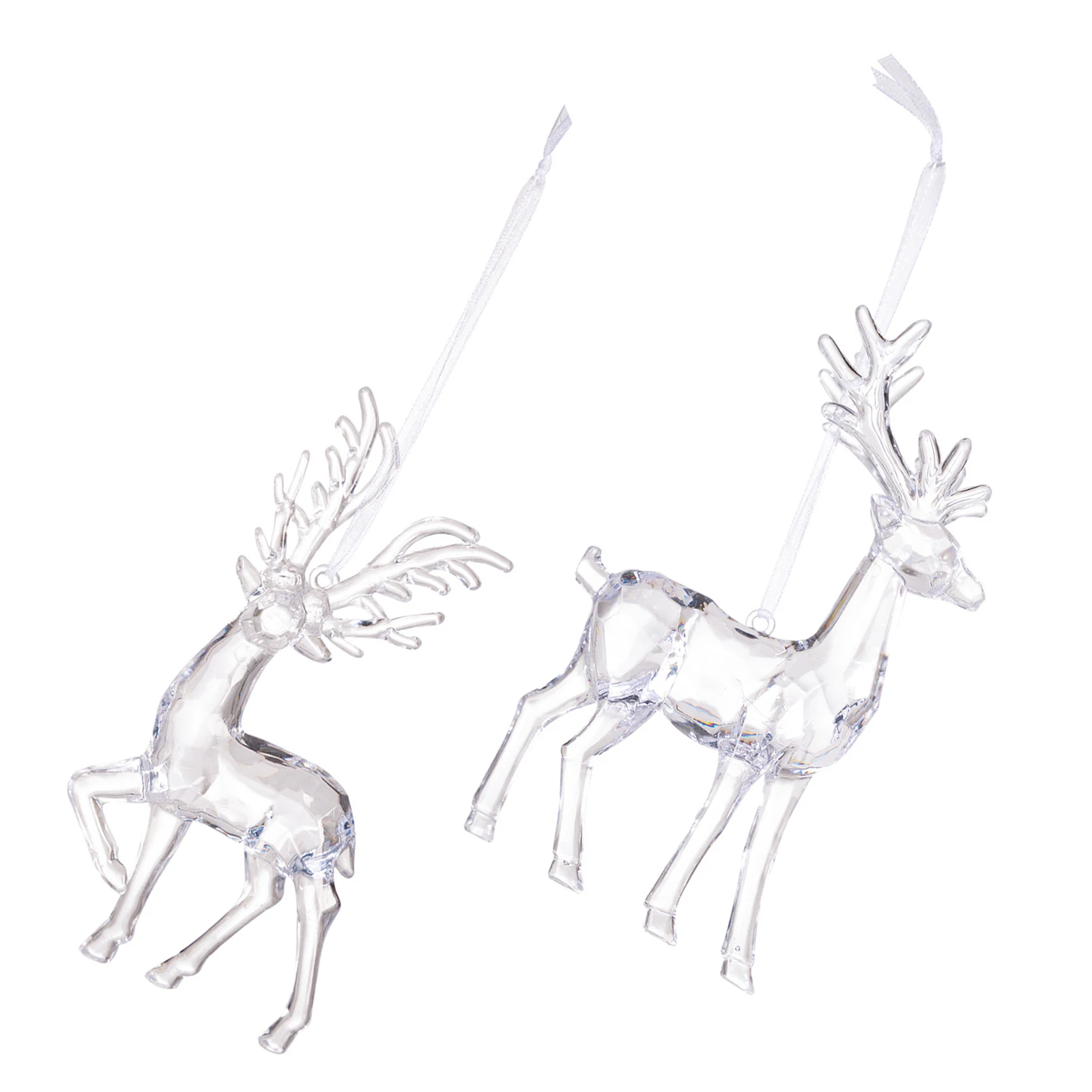 

4 Pcs Acrylic Transparent Elk Christmas Tree Decorations Clear Reindeer Figurines