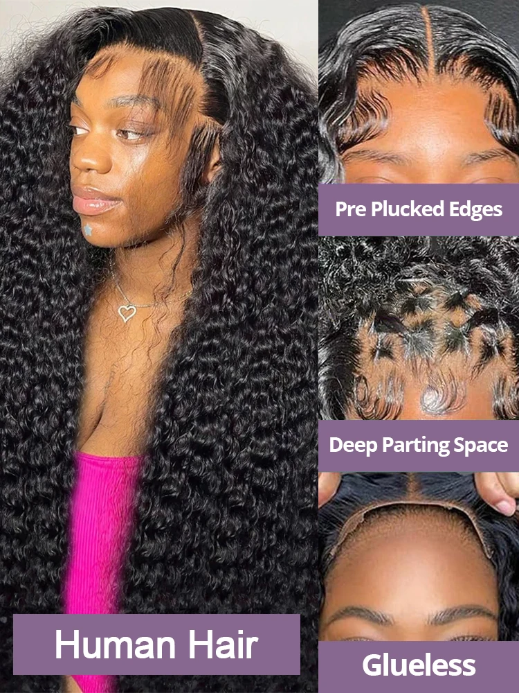 46 Inch Human Hair Wig Deep Wave 13X6 Hd Curly Lace Glueless Human Hair Frontal  7X5 Lace Wigs Natural Black  Curly Wig - view 4