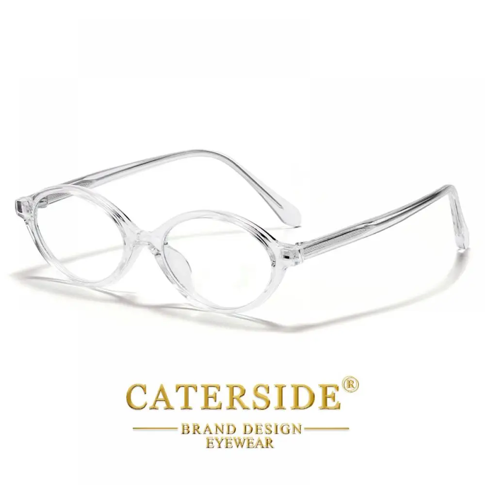 CATERSIDE Neue Retro Anti-Blaulicht-Brille für Damen und Herren, Tr-90 Ovaler Rahmen, Flache Gläser, Modische und Künstlerische Dekorationsbrille – Detail 6