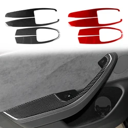 4PCS Carbon Fiber Car Door Armrest Panel Trim Sticker For Tesla Model 3 Car Interior Refit Cover 2023 2024 Accessories