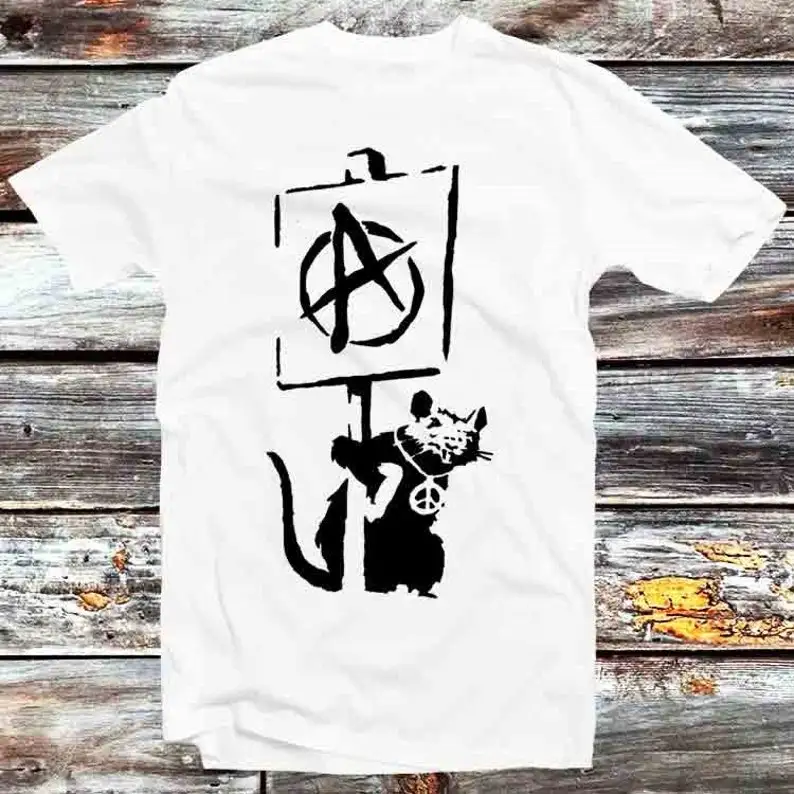 Banksy Rat Revolution T Shirt Vintage Retro Gift Mens Womens Unisex Cartoon Anime Top Tee B1226