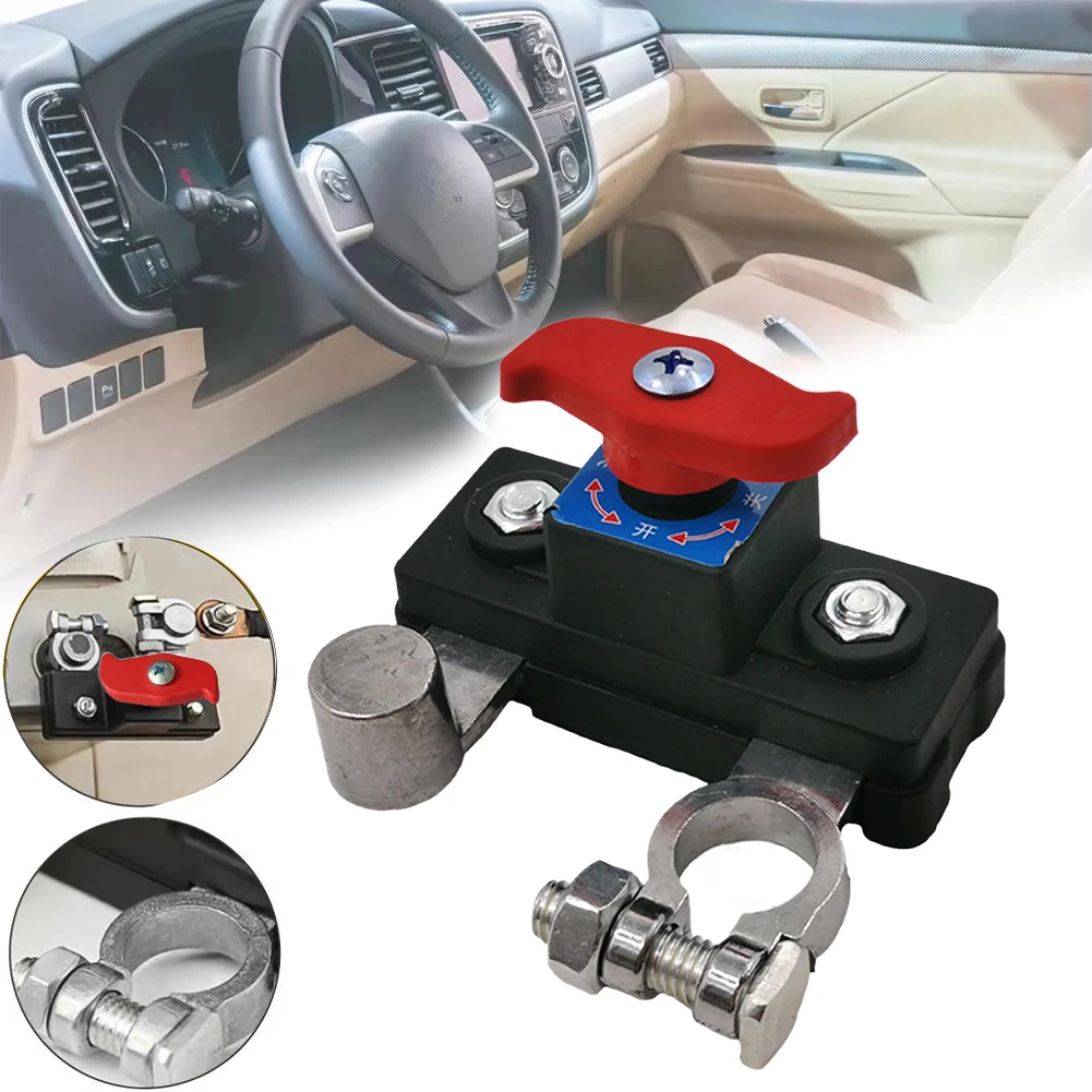 Car Battery Disconnect Switch 12V 24V Power Cut Off/ Isolator For RV Boat Truck Trailer Anti-Theft Black Silver Knob