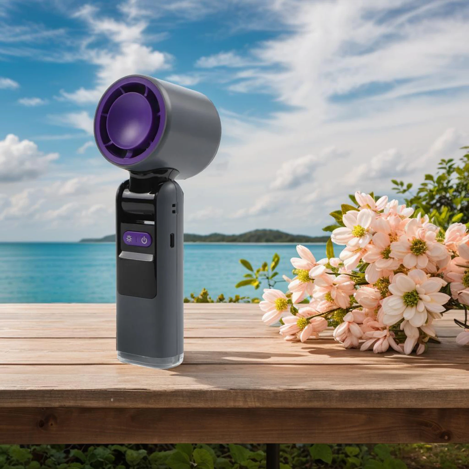 Ventola di raffreddamento da campeggio esterna Mini dispositivo di raffreddamento portatile Ventola da viaggio nera Uso versatile Visualizzazione dello stato della batteria