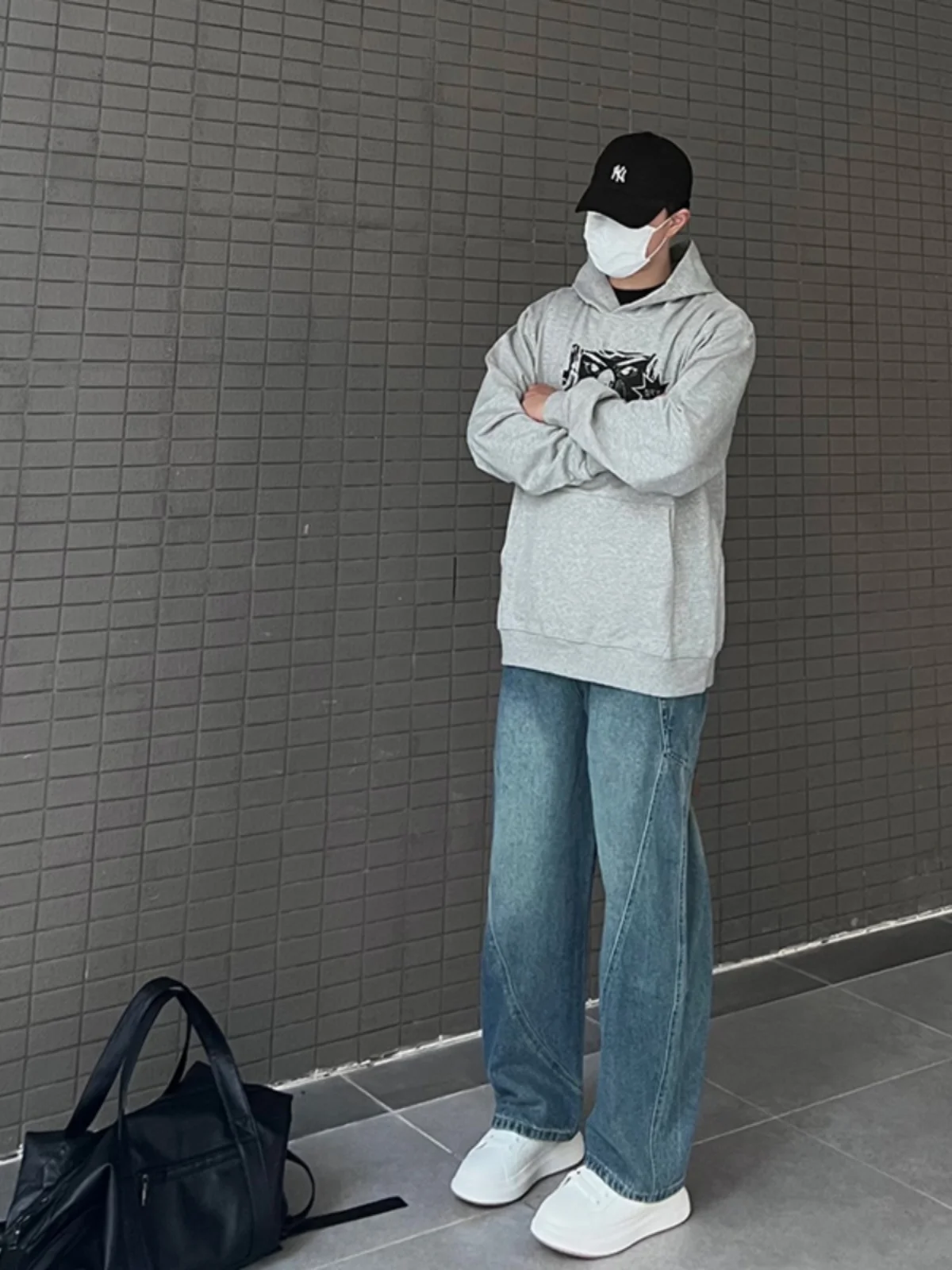 

Мужские джинсы в стиле ретро с синими вставками, весна-осень 2024, новые, американского стиля, с высокой талией, длинные брюки, модные молодежные джинсы