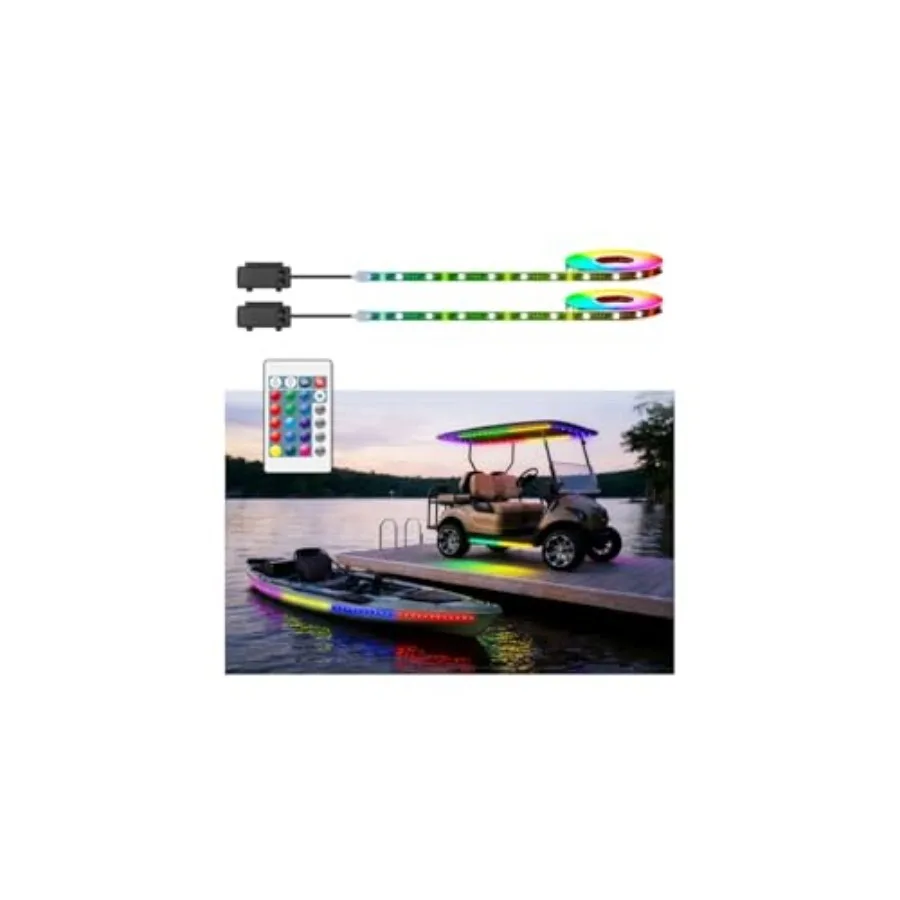 

Светодиодная лента для подводного освещения лодок на батарейках, 2 шт., 8 футов, 9В, IP68, RGB, для гольф-каров, навесов, крыш, подсветки днища, для каяков и лодок с веслами