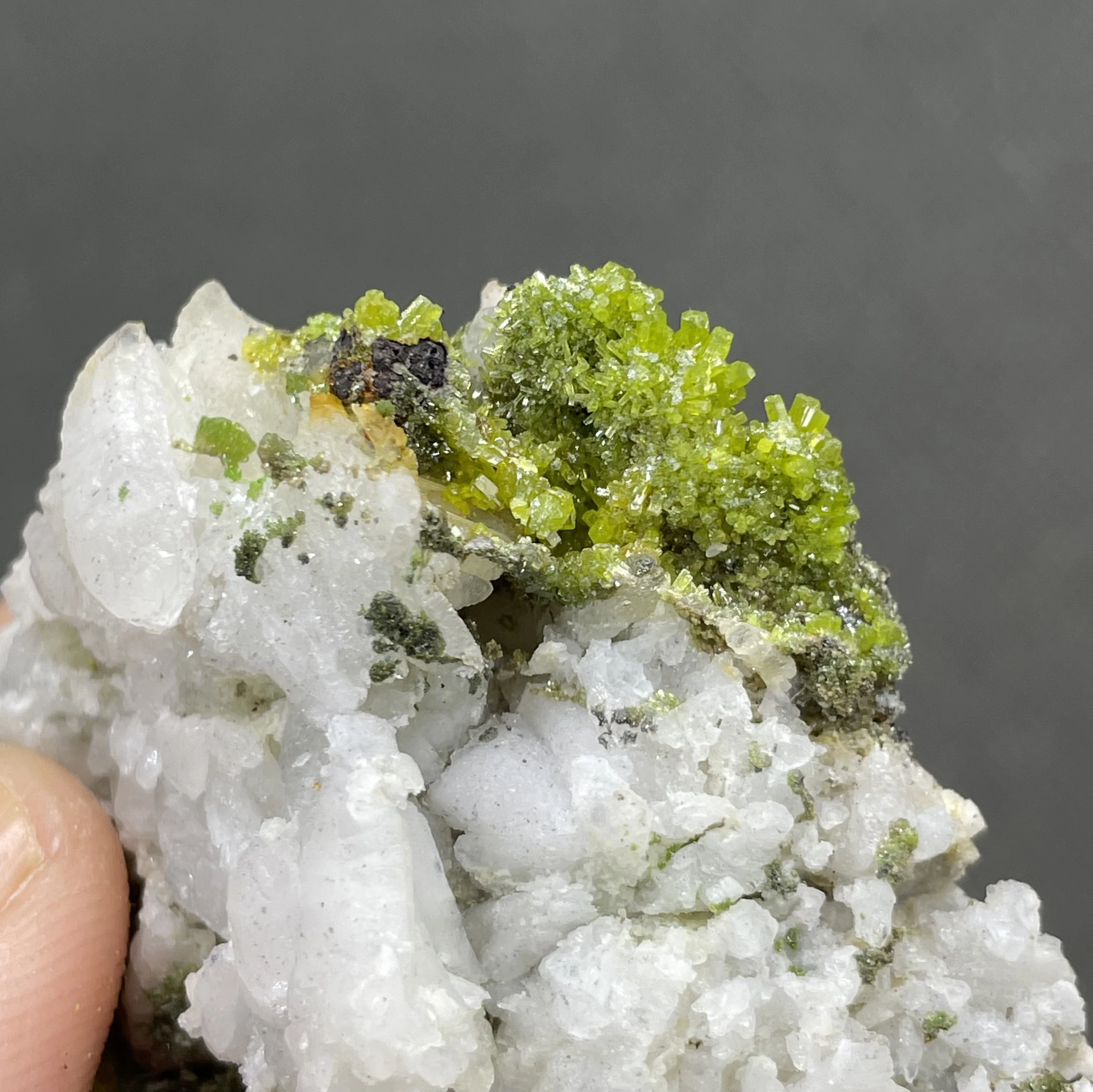 BEST! 55g of natural Pyromorphite grown on white crystal mineral specimen stones and crystals collection gemstones quartz