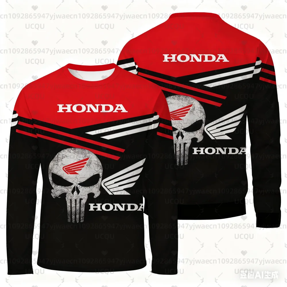 

Осенняя мужская и женская футболка с длинными рукавами для езды на мотоцикле Honda, летняя быстросохнущая футболка с длинными рукавами