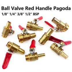 10pcs 1/8'' 1/2'' 1/4'' Male Thread Ball Valve Copper 4-12mm Hose Barb Connector Joint Pipe Fitting Coupler Adapter