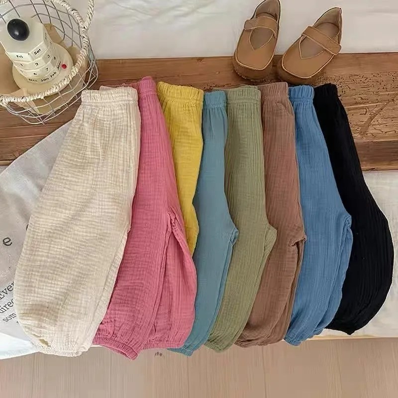 Solid Color Summer Mosquito Proof Pants Child Fashion Versatile Trousers For Boys And Girls New Casual Thin Simple Pants Wear
