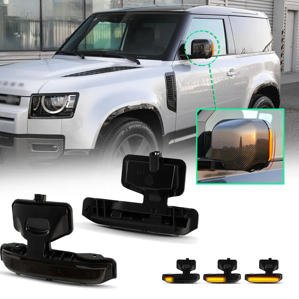 2PCS Rear Mirror Dynamic Sweep Indicators lamp Turn Signal Lamp its For LR Defender 90 110 L663 2020-2023