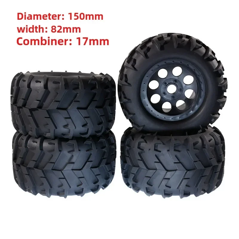Pneus de carro de controle remoto 1:8 veículo de escalada geral roda de veículo off-road modificado acessórios longos 150mm