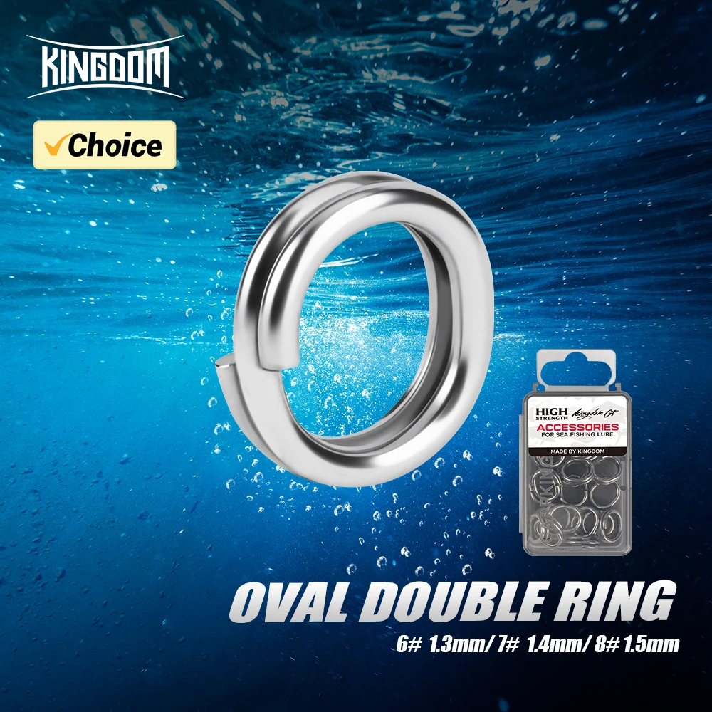 Kingdom 20 Stück GT Seefischen-Spaltringe 6 #   7 #   8 #   Meeresangeln aus Edelstahl 304, Doppelring, Meeresangelzubehör, Tackle