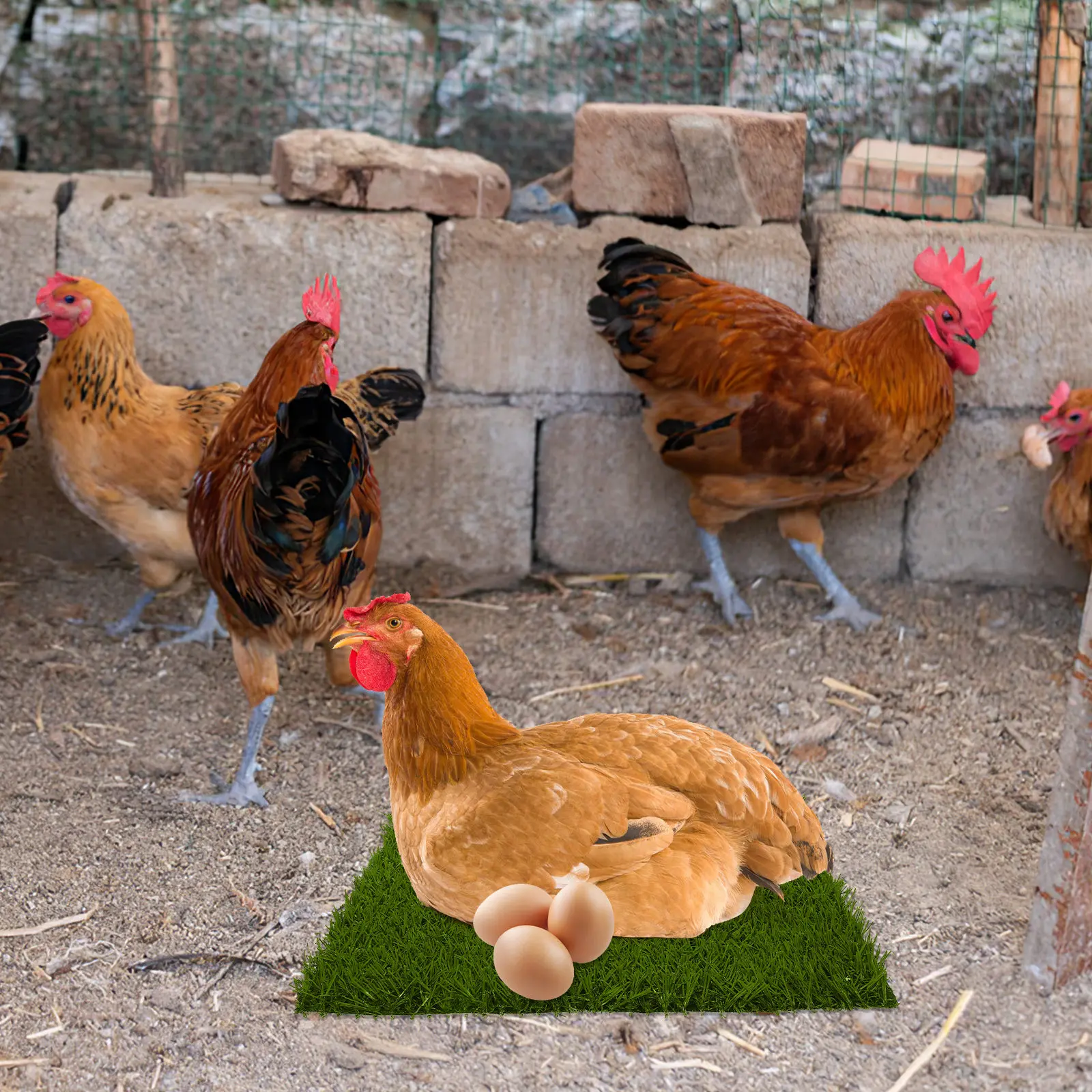 

3pcs Reusable Chicken Nesting Pads 40X40Cm Artificial Turf For Laying Box Washable Mat Coop Cage Cushion Nesting Pad For