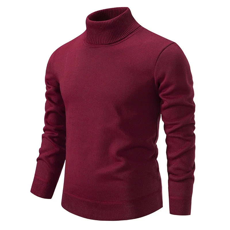 Inverno collo alto spesso maglione caldo uomo dolcevita maglioni uomo Slim Fit Pullover uomo maglieria maschile doppio colletto