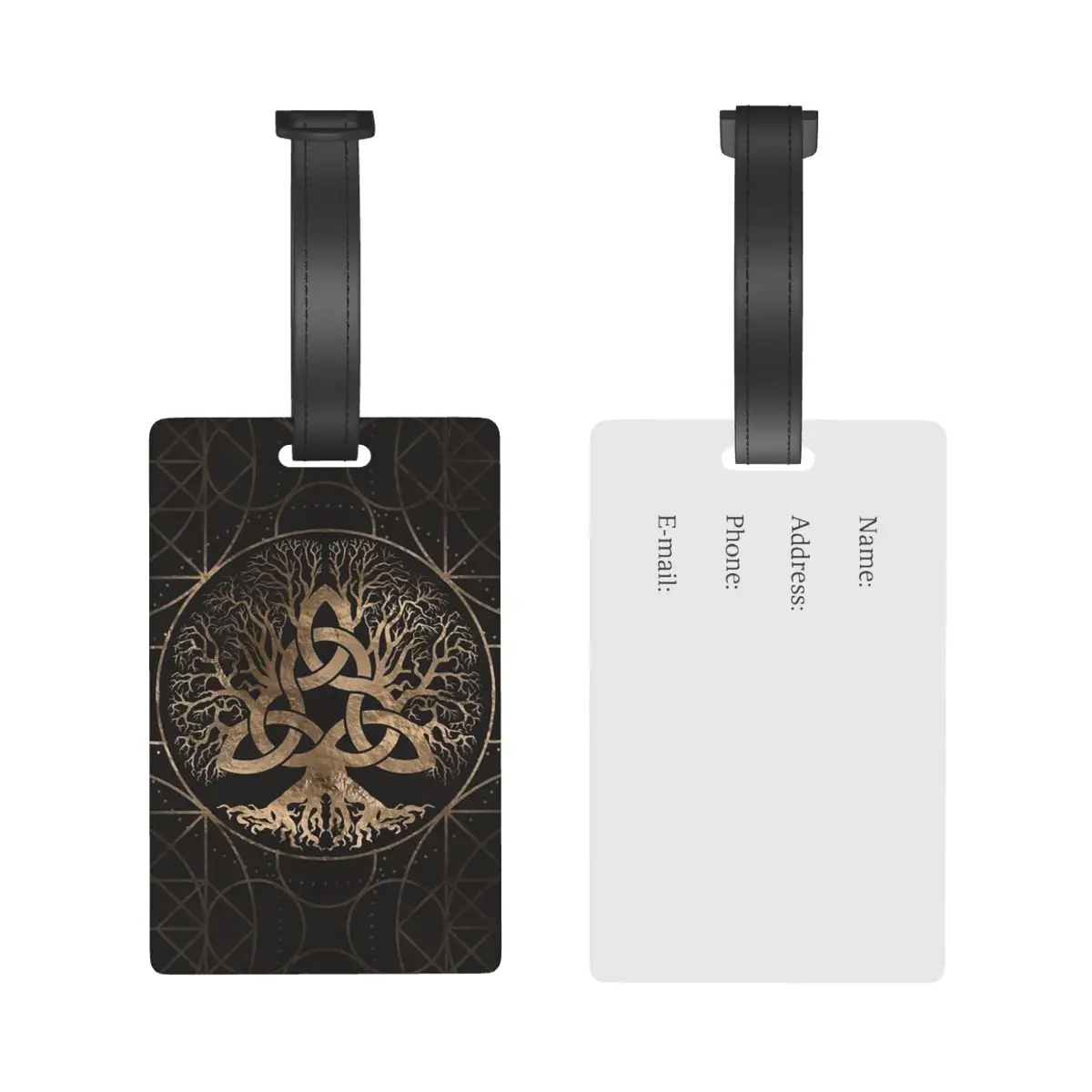 Tree Of Life -Yggdrasil With Triquetra Luggage Tags Suitcase Accessories Travel Baggage Boarding Tag Label Holder Name Address