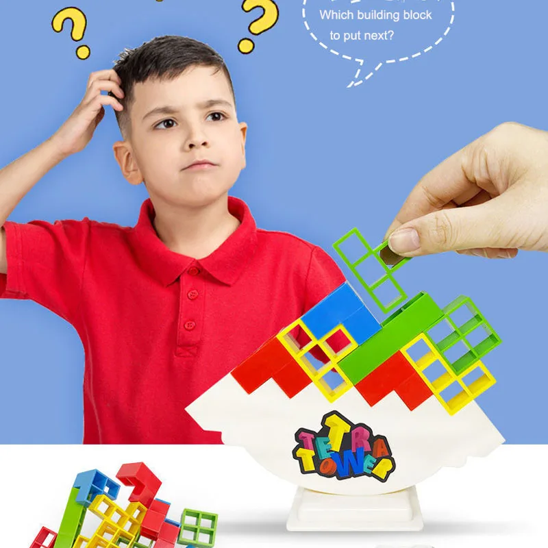 Bloques de construcción de la torre de Tetra para niños y adultos, juego de bloques apilables, bloques de construcción, ensamblaje de tablero de equilibrio, juguetes educativos